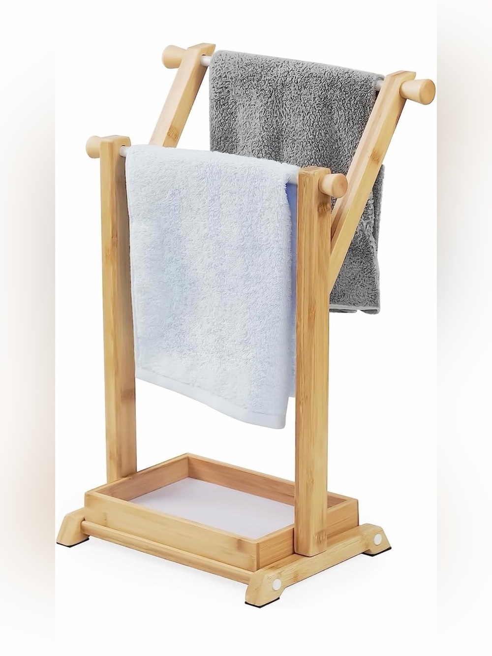 Hand Towel Holder Stand for Countertops, Multifunctional Durable Natural Bamboo